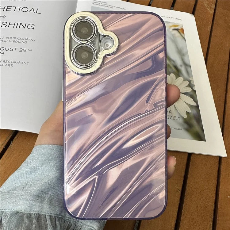 For iPhone 16 Case TPU+PC Protective Phone Cover Water Ripple Pattern