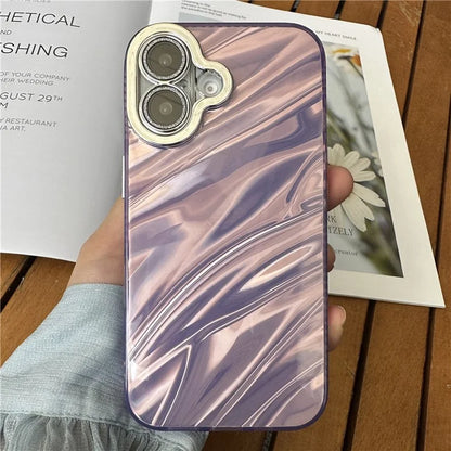 For iPhone 16 Case TPU+PC Protective Phone Cover Water Ripple Pattern