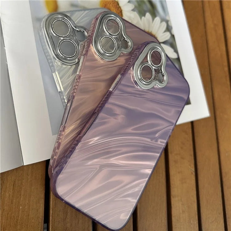 For iPhone 16 Case TPU+PC Protective Phone Cover Water Ripple Pattern