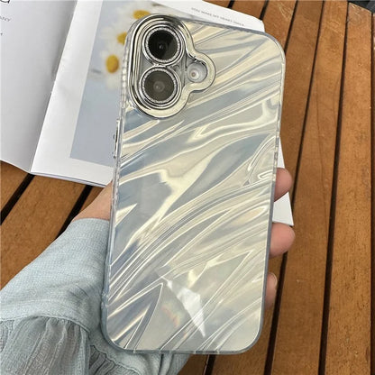 For iPhone 16 Case TPU+PC Protective Phone Cover Water Ripple Pattern