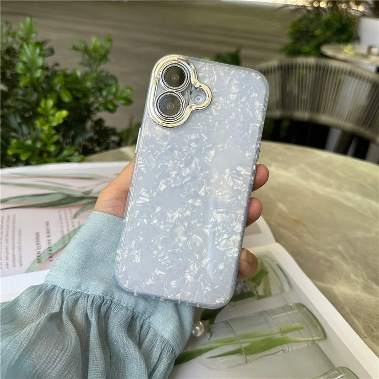 For iPhone 16 Case Anti-Drop TPU+PC Phone Cover Seashell Textured