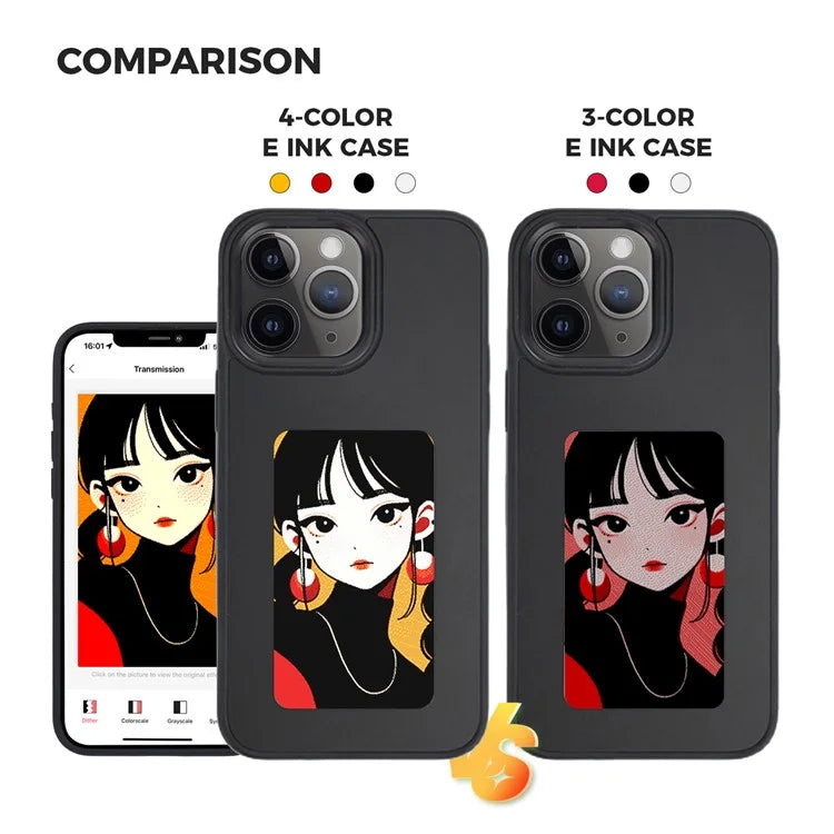 INKZONE For iPhone 11 Pro E Ink Phone Case PC+TPU 4-Color DIY Pattern Phone Cover