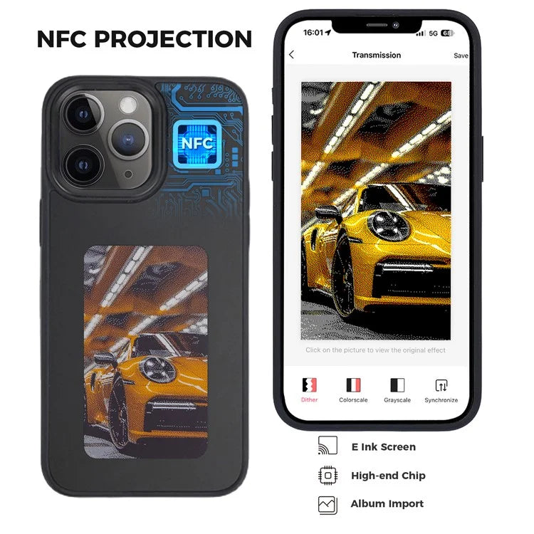 INKZONE For iPhone 11 Pro E Ink Phone Case PC+TPU 4-Color DIY Pattern Phone Cover