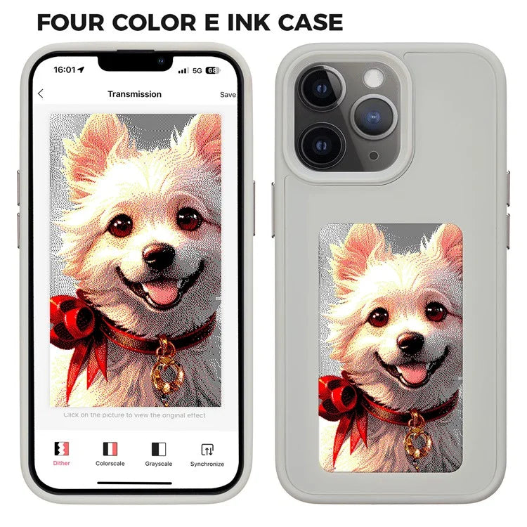 INKZONE For iPhone 11 Pro E Ink Phone Case PC+TPU 4-Color DIY Pattern Phone Cover