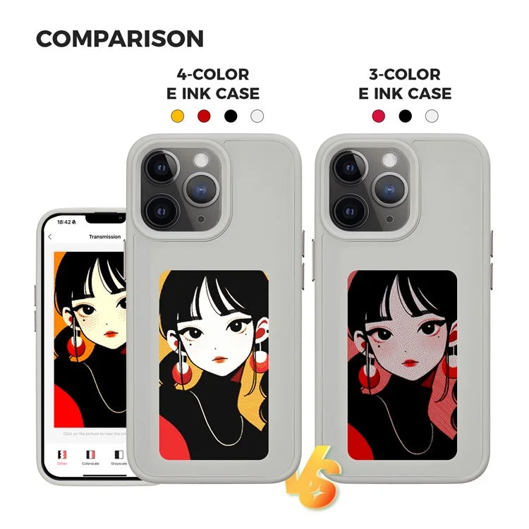 INKZONE For iPhone 11 Pro E Ink Phone Case PC+TPU 4-Color DIY Pattern Phone Cover