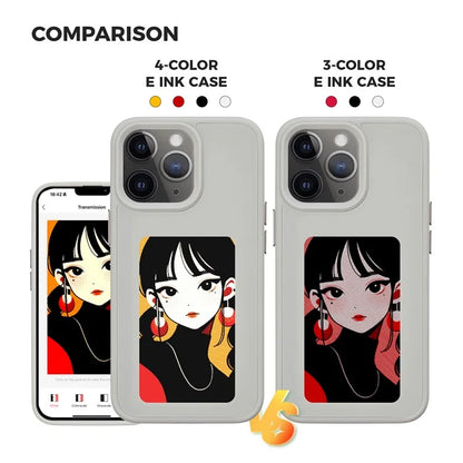 INKZONE For iPhone 11 Pro E Ink Phone Case PC+TPU 4-Color DIY Pattern Phone Cover