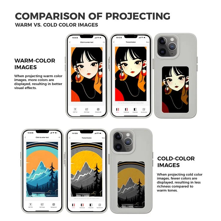 INKZONE For iPhone 11 Pro E Ink Phone Case PC+TPU 4-Color DIY Pattern Phone Cover
