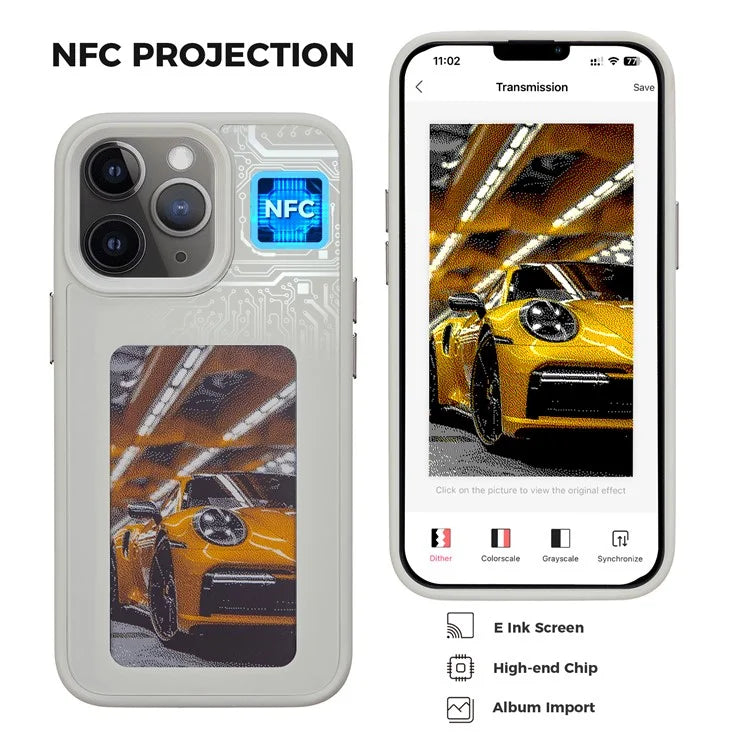 INKZONE For iPhone 11 Pro E Ink Phone Case PC+TPU 4-Color DIY Pattern Phone Cover