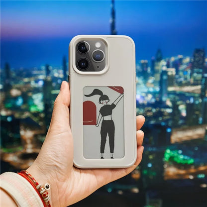 INKZONE For iPhone 11 Pro E Ink Phone Case PC+TPU 4-Color DIY Pattern Phone Cover