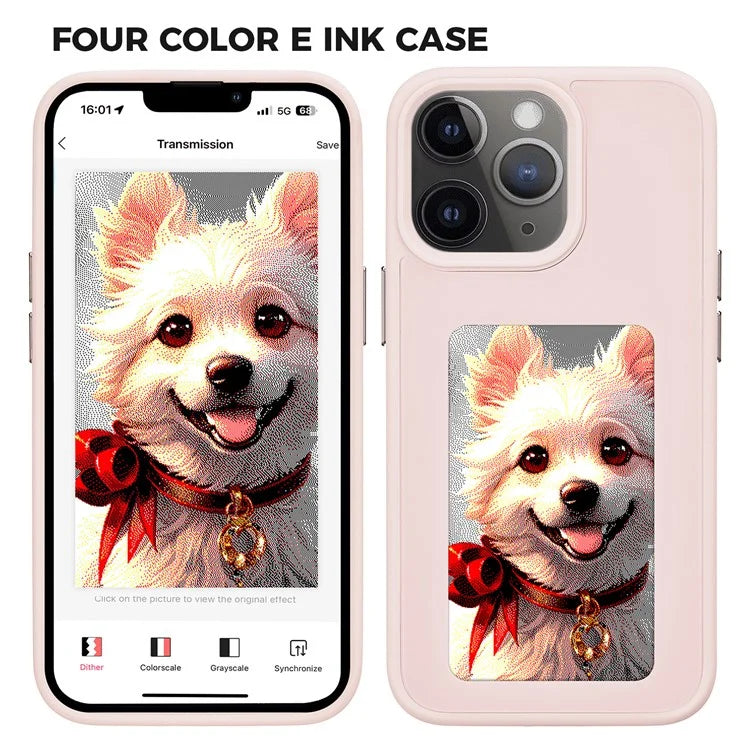 INKZONE For iPhone 11 Pro E Ink Phone Case PC+TPU 4-Color DIY Pattern Phone Cover
