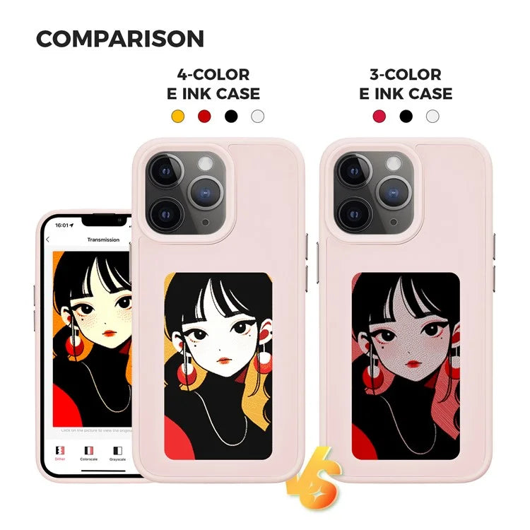 INKZONE For iPhone 11 Pro E Ink Phone Case PC+TPU 4-Color DIY Pattern Phone Cover