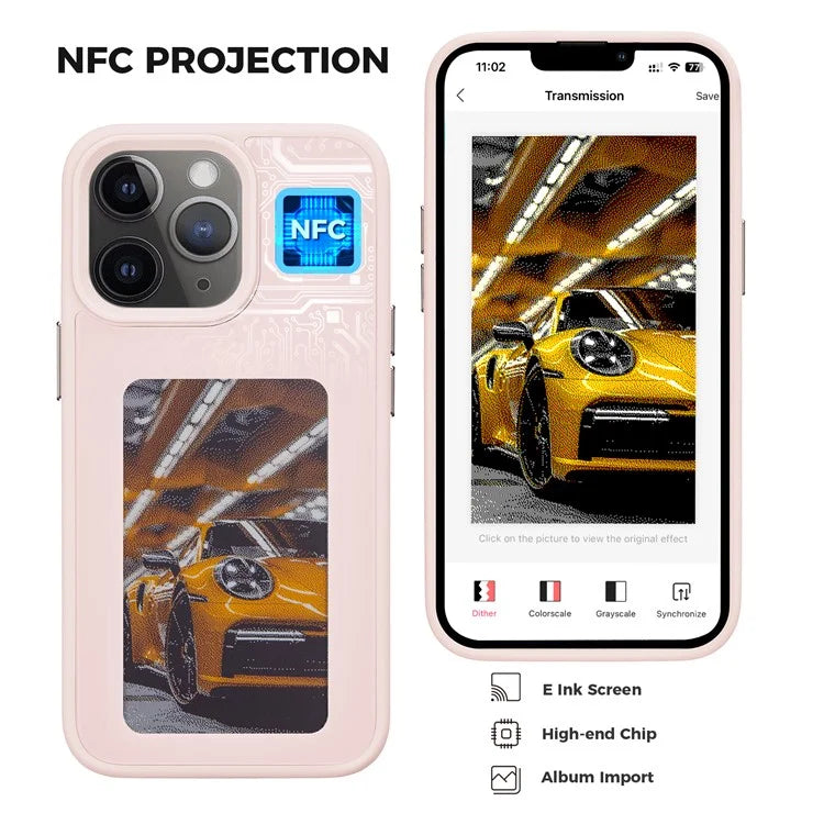 INKZONE For iPhone 11 Pro E Ink Phone Case PC+TPU 4-Color DIY Pattern Phone Cover
