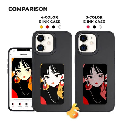 INKZONE For iPhone 11 4-Color E Ink Phone Cover NFC Projection DIY Pattern PC+TPU Case