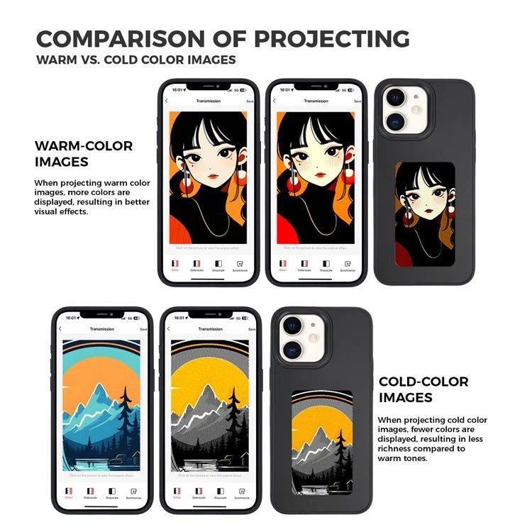 INKZONE For iPhone 11 4-Color E Ink Phone Cover NFC Projection DIY Pattern PC+TPU Case