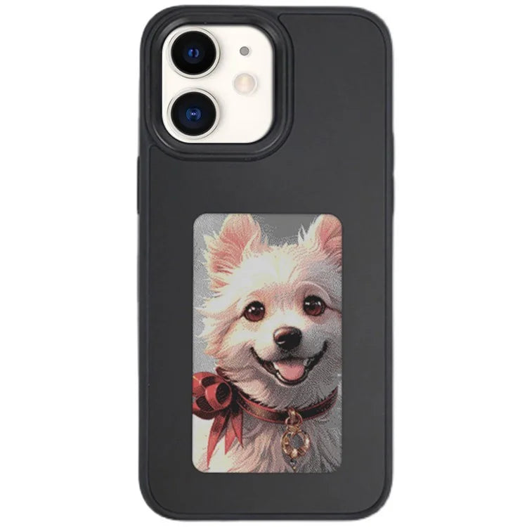 INKZONE For iPhone 11 4-Color E Ink Phone Cover NFC Projection DIY Pattern PC+TPU Case