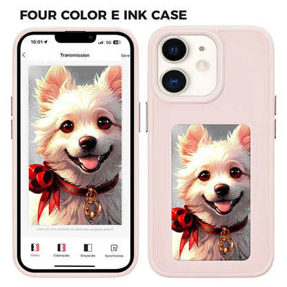 INKZONE For iPhone 11 4-Color E Ink Phone Cover NFC Projection DIY Pattern PC+TPU Case