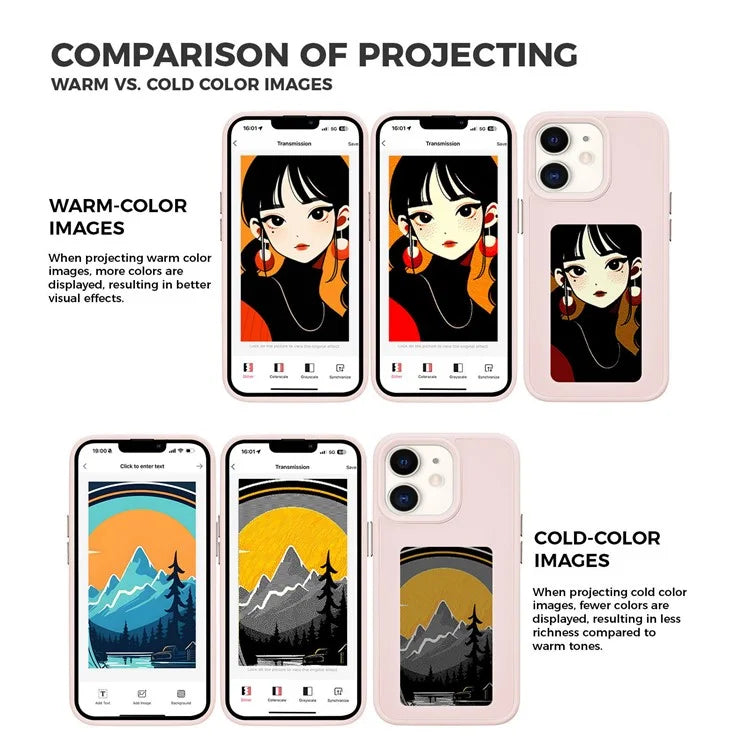 INKZONE For iPhone 11 4-Color E Ink Phone Cover NFC Projection DIY Pattern PC+TPU Case