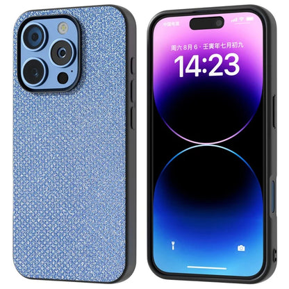 For iPhone 16 Pro Max Case Glitter Rhinestone Texture Leather+PC Phone Cover