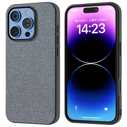 For iPhone 16 Pro Max Case Glitter Rhinestone Texture Leather+PC Phone Cover