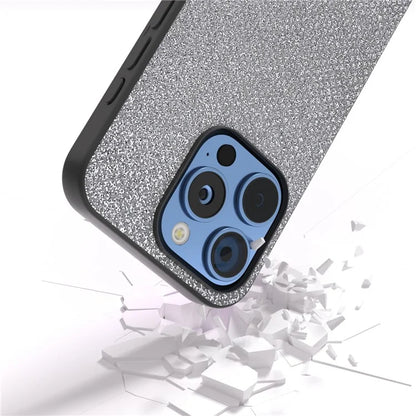 For iPhone 16 Pro Max Case Glitter Rhinestone Texture Leather+PC Phone Cover