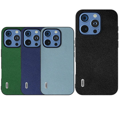ABEEL For iPhone 16 Pro Case Litchi Texture Genuine Cow Leather+PC Phone Cover