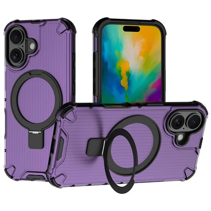 For iPhone 16 Case with Kickstand PC+TPU Phone Cover Compatible with MagSafe