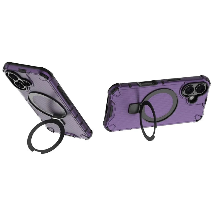 For iPhone 16 Case with Kickstand PC+TPU Phone Cover Compatible with MagSafe