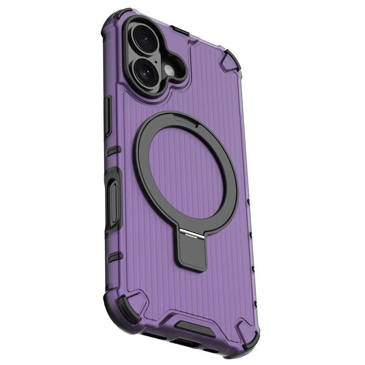 For iPhone 16 Case with Kickstand PC+TPU Phone Cover Compatible with MagSafe