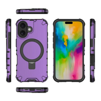 For iPhone 16 Case with Kickstand PC+TPU Phone Cover Compatible with MagSafe