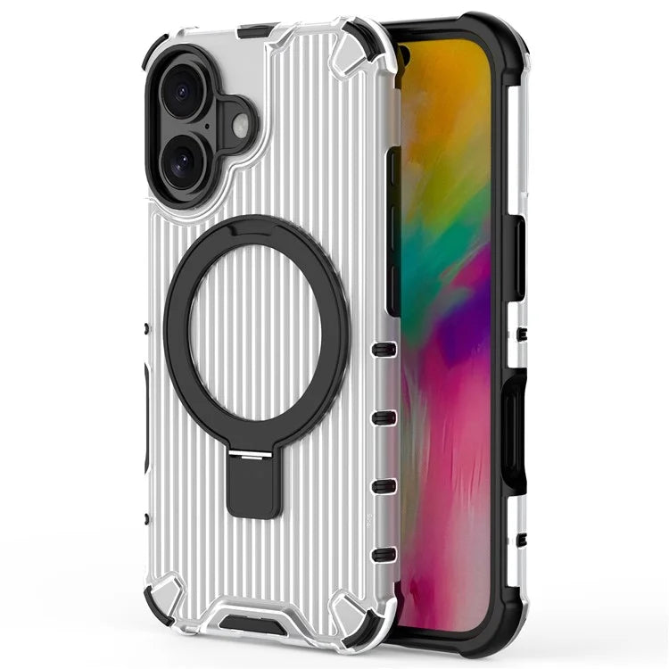 For iPhone 16 Case with Kickstand PC+TPU Phone Cover Compatible with MagSafe