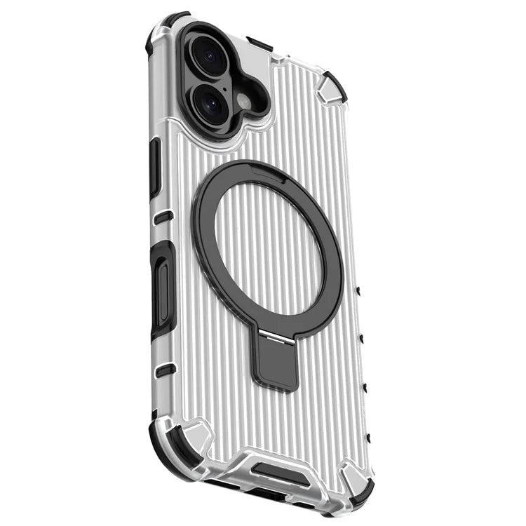 For iPhone 16 Case with Kickstand PC+TPU Phone Cover Compatible with MagSafe