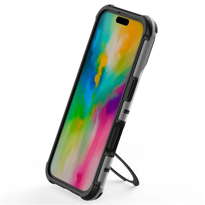 For iPhone 16 Case with Kickstand PC+TPU Phone Cover Compatible with MagSafe