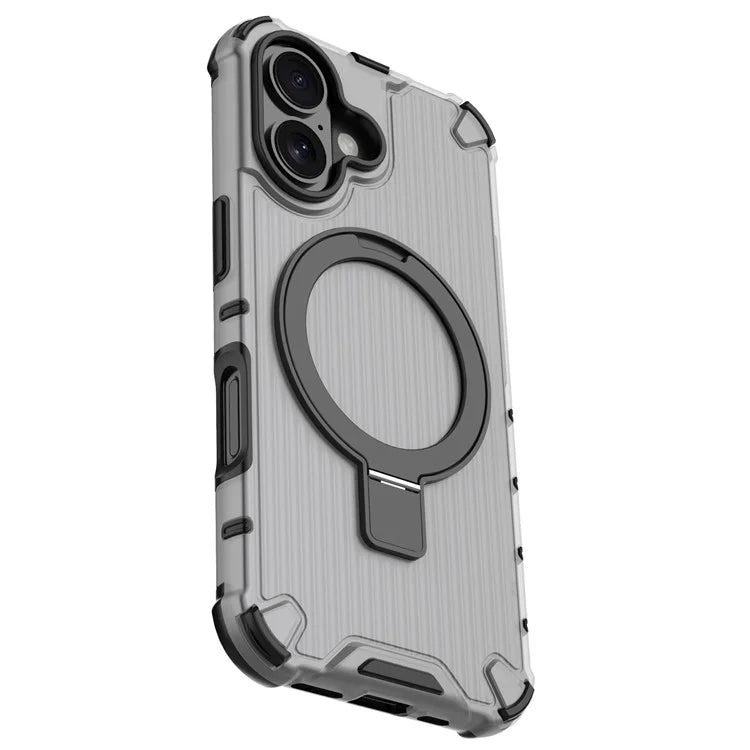 For iPhone 16 Case with Kickstand PC+TPU Phone Cover Compatible with MagSafe