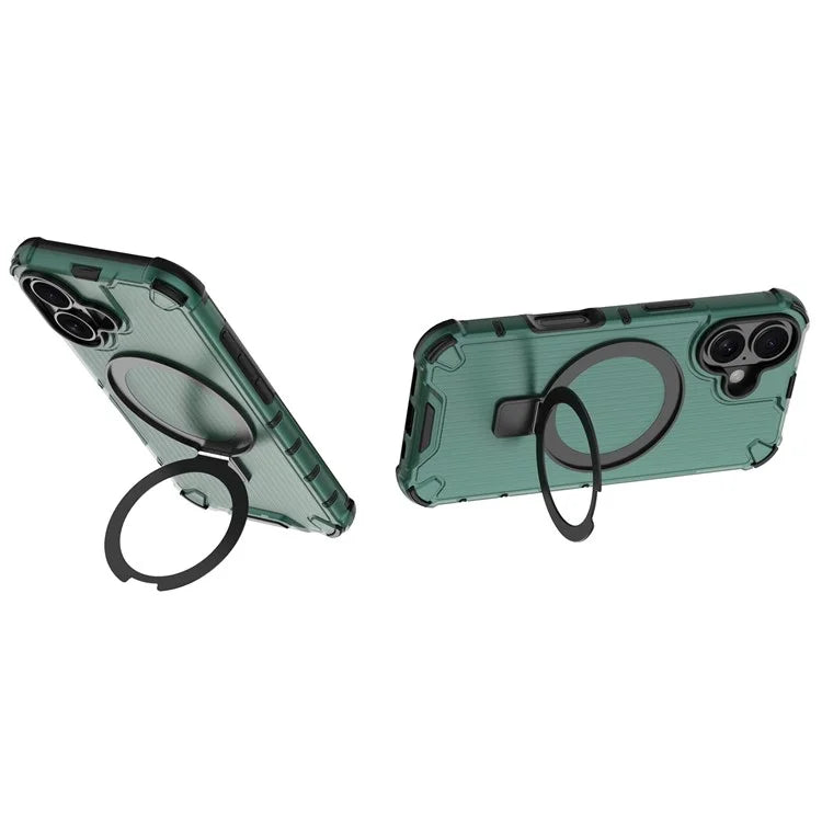 For iPhone 16 Case with Kickstand PC+TPU Phone Cover Compatible with MagSafe