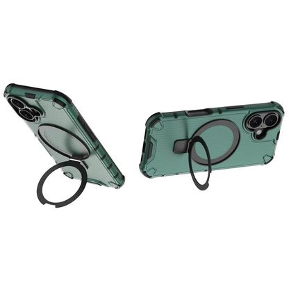 For iPhone 16 Case with Kickstand PC+TPU Phone Cover Compatible with MagSafe
