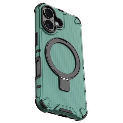 For iPhone 16 Case with Kickstand PC+TPU Phone Cover Compatible with MagSafe