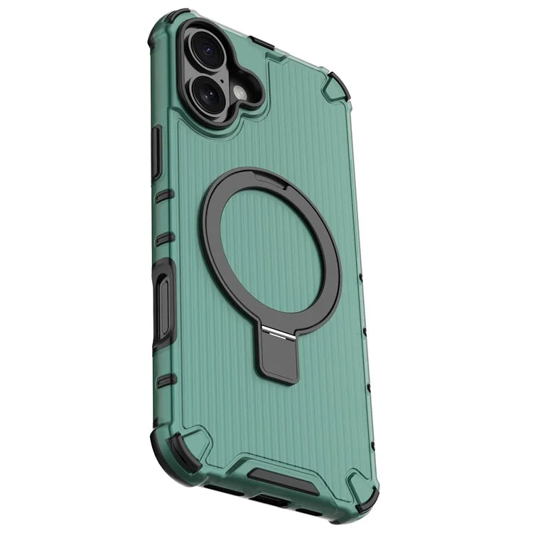 For iPhone 16 Plus Case with Kickstand PC+TPU Phone Cover Compatible with MagSafe