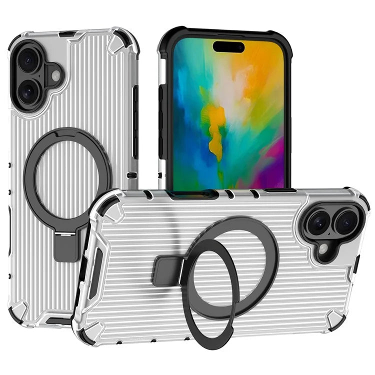 For iPhone 16 Plus Case with Kickstand PC+TPU Phone Cover Compatible with MagSafe