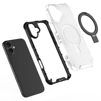 For iPhone 16 Plus Case with Kickstand PC+TPU Phone Cover Compatible with MagSafe