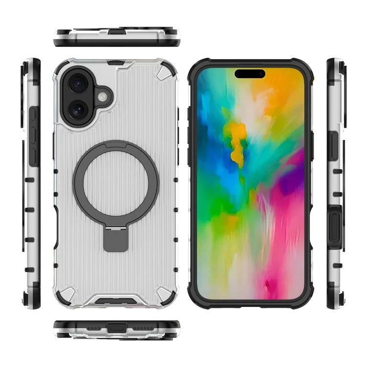 For iPhone 16 Plus Case with Kickstand PC+TPU Phone Cover Compatible with MagSafe