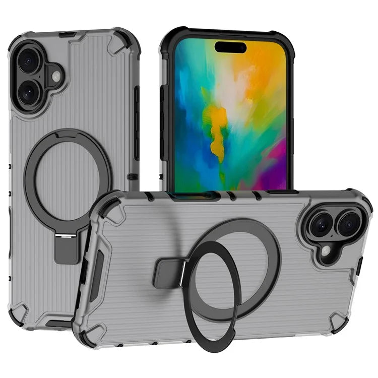 For iPhone 16 Plus Case with Kickstand PC+TPU Phone Cover Compatible with MagSafe
