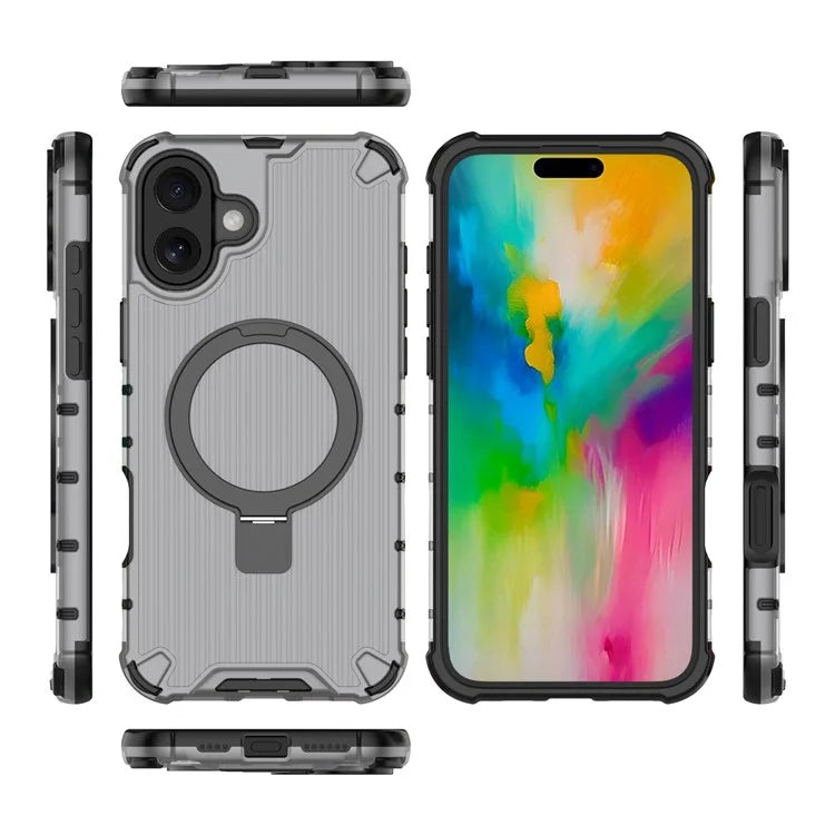 For iPhone 16 Plus Case with Kickstand PC+TPU Phone Cover Compatible with MagSafe