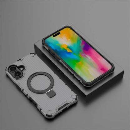 For iPhone 16 Plus Case with Kickstand PC+TPU Phone Cover Compatible with MagSafe