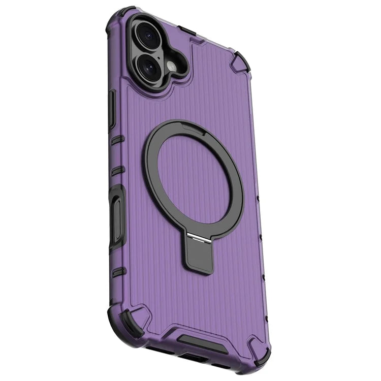 For iPhone 16 Plus Case with Kickstand PC+TPU Phone Cover Compatible with MagSafe