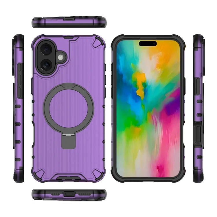 For iPhone 16 Plus Case with Kickstand PC+TPU Phone Cover Compatible with MagSafe