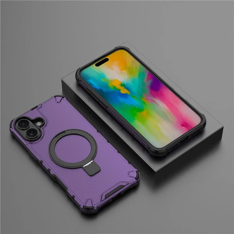 For iPhone 16 Plus Case with Kickstand PC+TPU Phone Cover Compatible with MagSafe