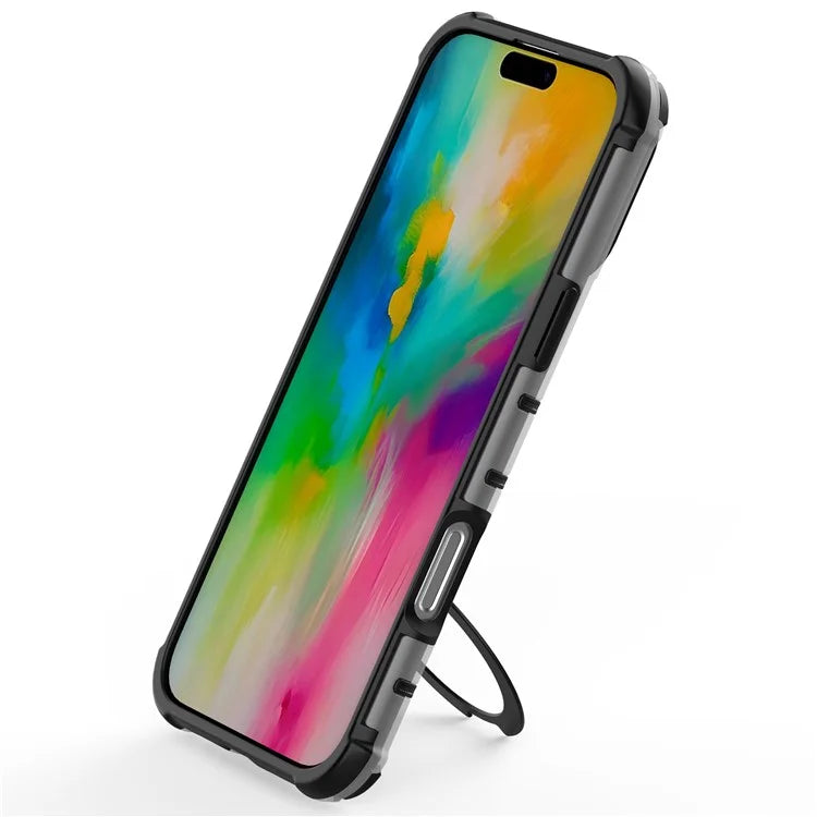 For iPhone 16 Pro Case with Kickstand PC+TPU Phone Cover Compatible with MagSafe