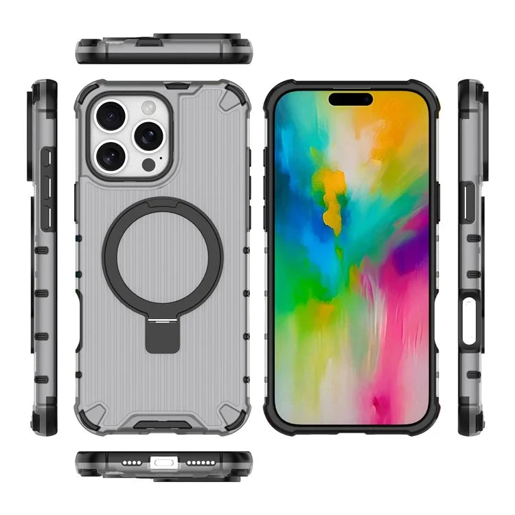 For iPhone 16 Pro Case with Kickstand PC+TPU Phone Cover Compatible with MagSafe