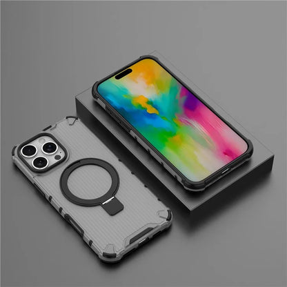 For iPhone 16 Pro Case with Kickstand PC+TPU Phone Cover Compatible with MagSafe