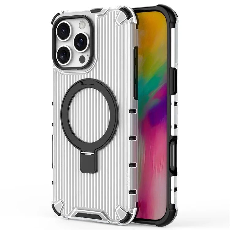 For iPhone 16 Pro Case with Kickstand PC+TPU Phone Cover Compatible with MagSafe